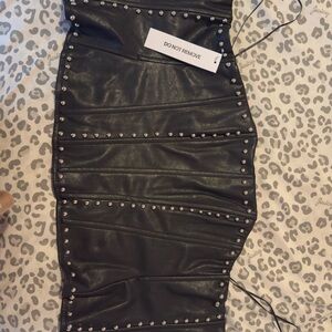 Black Studded Leather Top
